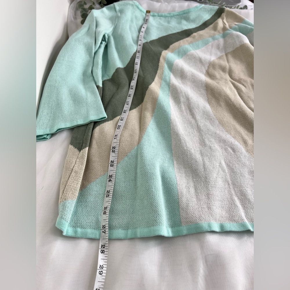 Soft Surroundings Sweater Womens XS Nina Aqua Marble Tunic Double Knit Com - Picture 8 of 13